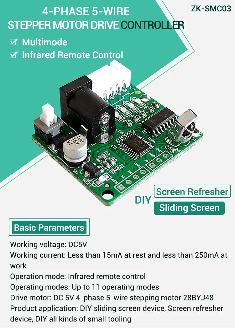 1PCS DC 5V ULN2003 DIY Stepper Motor Driver Board 28BYJ48 Infrared Remote Control New