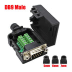 DB9 DB15 DB25 Connector D-SUB 9 15 25 Pin Male Female Plug RS232 RS485 Breakout Terminals 21-24 AWG Wire Solderless Connectors