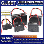 1pcs CBB61 Fan Starting Capacitor 450V 0.8/1/1.2/1.5/2/2.5/3/3.5/4/4.5/5/6/7/8/10/12/15/18/20UF Ceiling Fan Hood Motor Capacitor