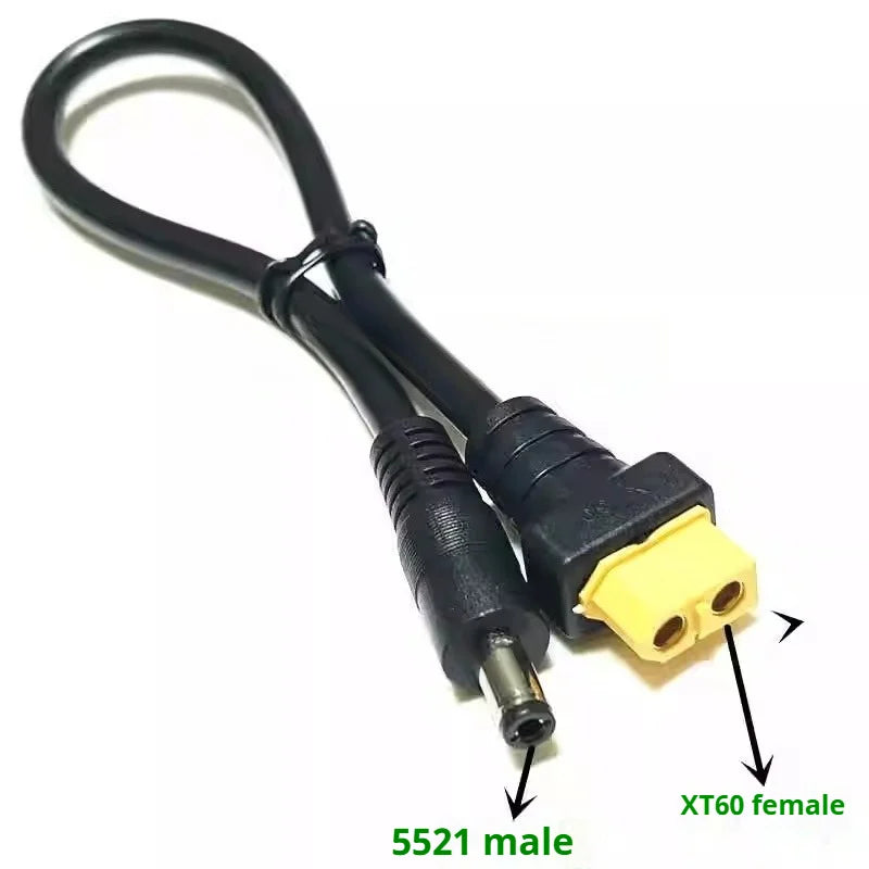 1.5 Square Ultra-soft XT60 Plug Male Female Connector to DC 5525/DC5521 Power Cable for Fly FPV Multirotor Field Repairs Apply