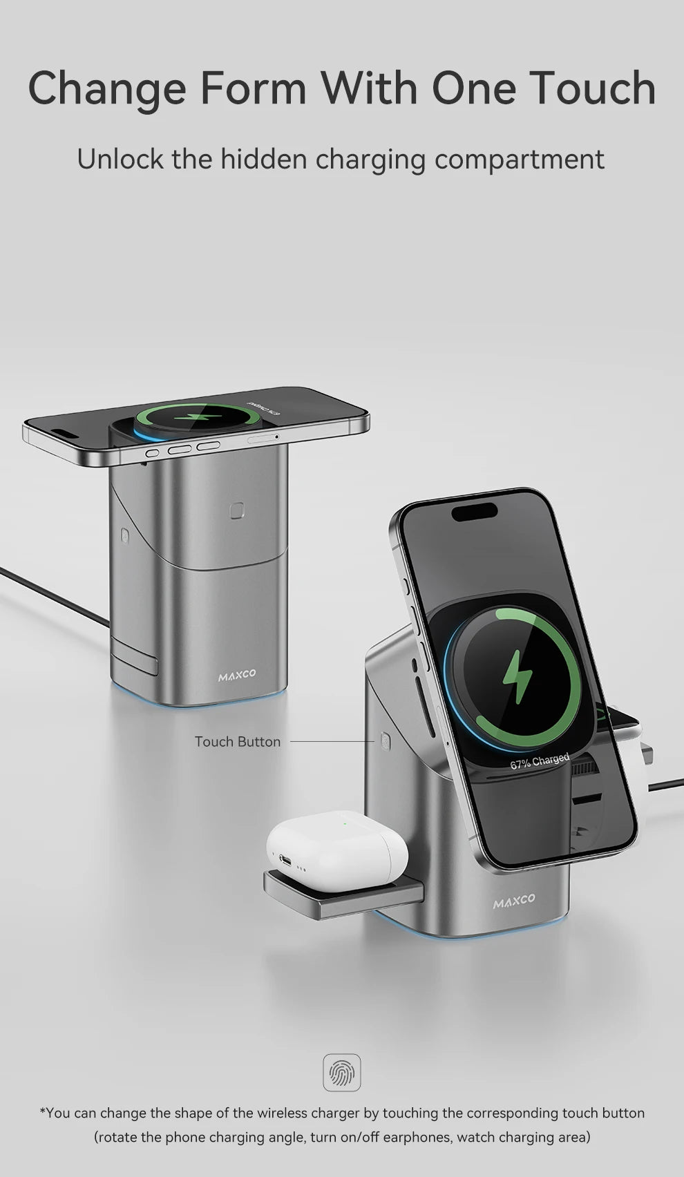 Qi2 Magnetic Wireless Charger Fast Charger 3-in-1 Intelligent Fast Charging 15W for IPhone 12/13/14/15/16 for Iwatch & AirPods