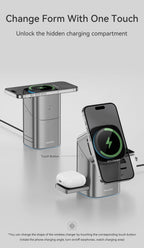 Qi2 Magnetic Wireless Charger Fast Charger 3-in-1 Intelligent Fast Charging 15W for IPhone 12/13/14/15/16 for Iwatch & AirPods