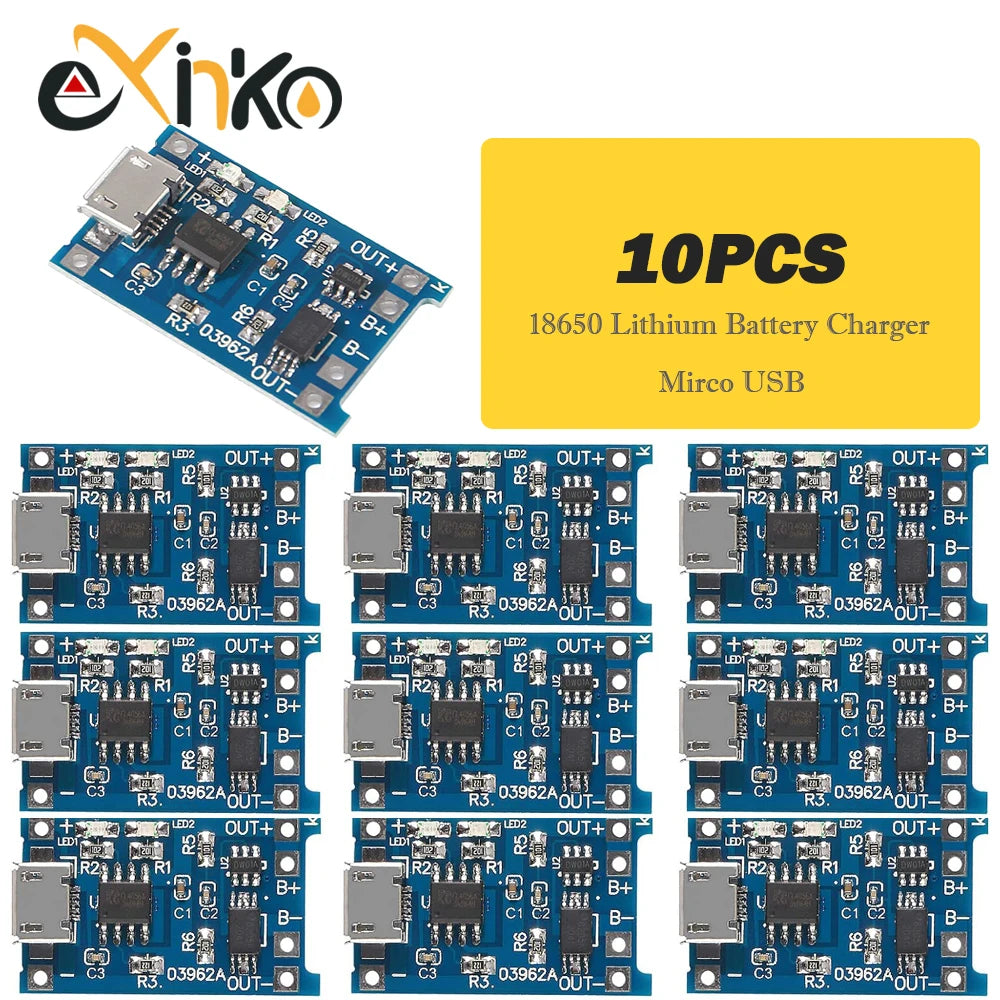 10pcs 18650 1A 5V Lithium Battery Charging Board Module Micro USB/Type-c Interface Charging Protection 2-in-1