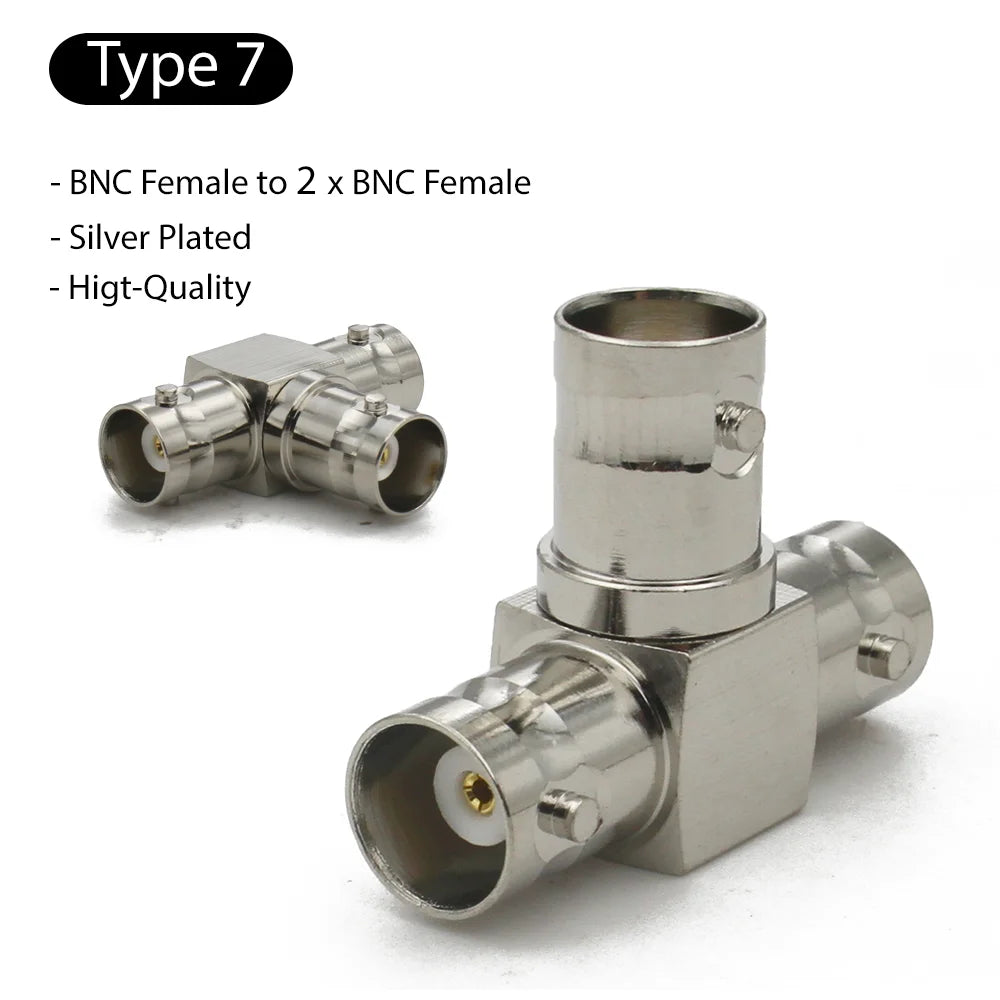 BNC Connector Q9  BNC To BNC Male Female RF adapter  Right Angle Tee Type 3way 4way Splitter 2x Double Male Female 3+4Types