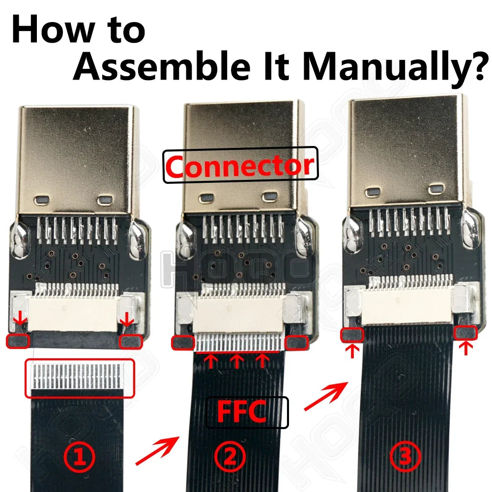 Ribbon FPV HDMI-Compatible Connector Flexible Flat Cable for Raspberry Pi 4 Micro HD/Mini HD to HD Female 20pin FFC