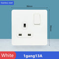 Toggle switch White stainless steel panel retro wall lamp switch AC110-250V 1 2 3 4 Gang 2 Way16A Universal wall light switch