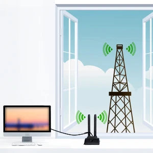2 X 8dBi 2.4GHz 5.8GHz Dual Band WiFi Antenna RP-SMA Male +2 X 15CM I-P-E-X-1 to RP-SMA Female Pigtail Cable for Wireless Router