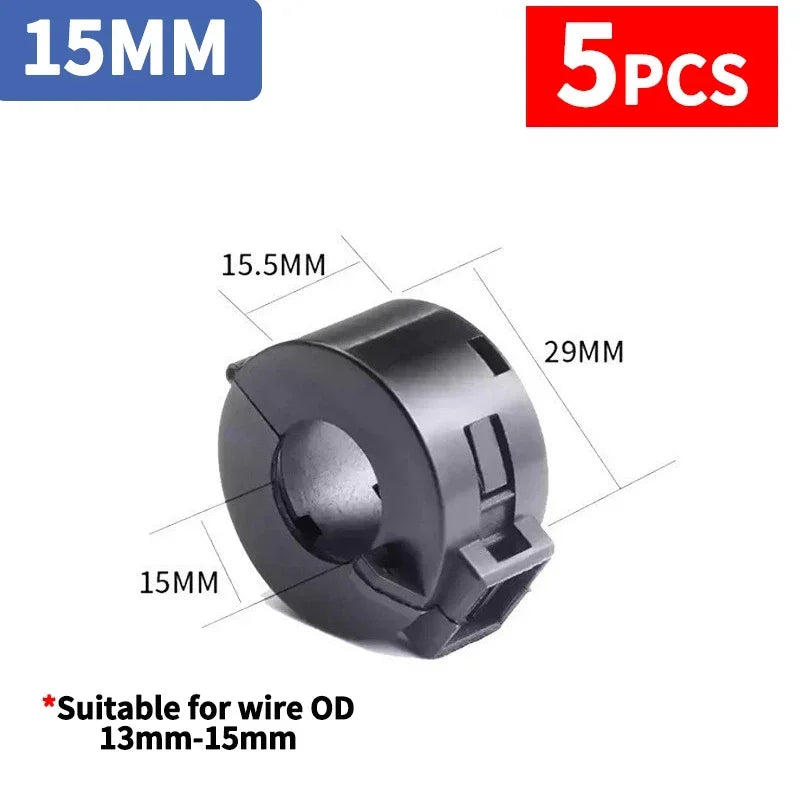 3.5-15mm Clip Ferrite Bead EMI Filter RFI Suppressor for Power/USB/HDMI Cables, PC/TV/Audio Noise Reduction