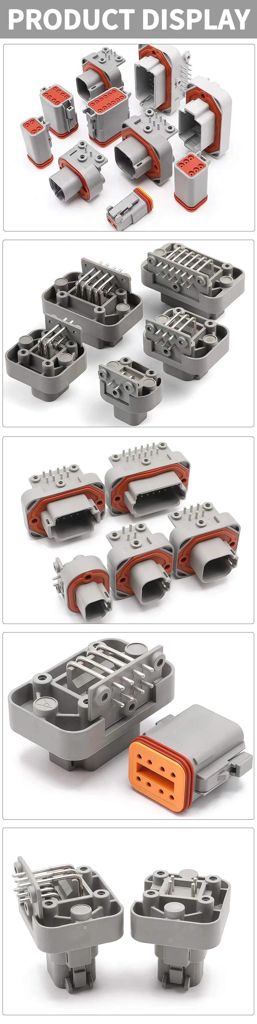 DT13 Series  Waterproof  Automotive PCB Right-Angle Header Connector 2/3/4/6/8/12Pin Male/Female Kit for Car Truck Bus Marine