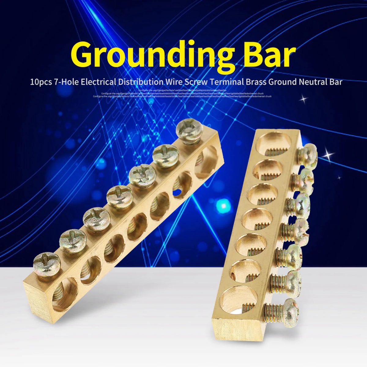 Ground Bar 7‑Hole Electrical Distribution Wire Screw Terminal Brass Ground Neutral Bar Terminal Bar