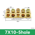 1 PCS Multi Specification Brass Ground Strip 5/6/7/8/9/10/12/15/20 Hole Brass Rod Grounding Terminal Ground Bar Terminal Strip