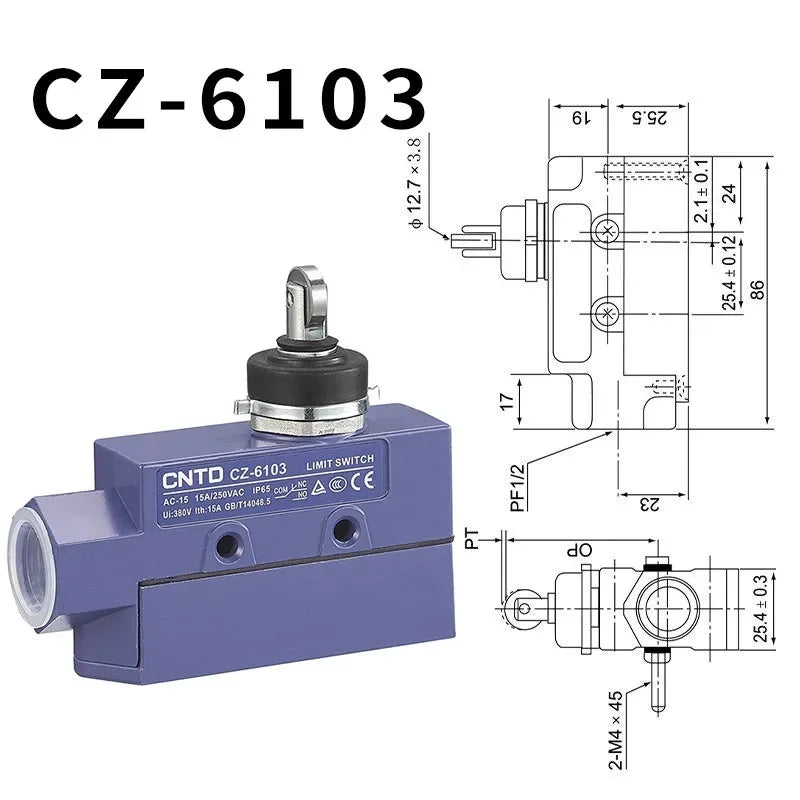 CNTD CZ‑6 Series Limit Switch CZ‑6001 CZ‑6002 CZ‑6003 CZ‑6004 CZ‑6005 Micro Travel Switch IP65 15A CE Certified Waterproof