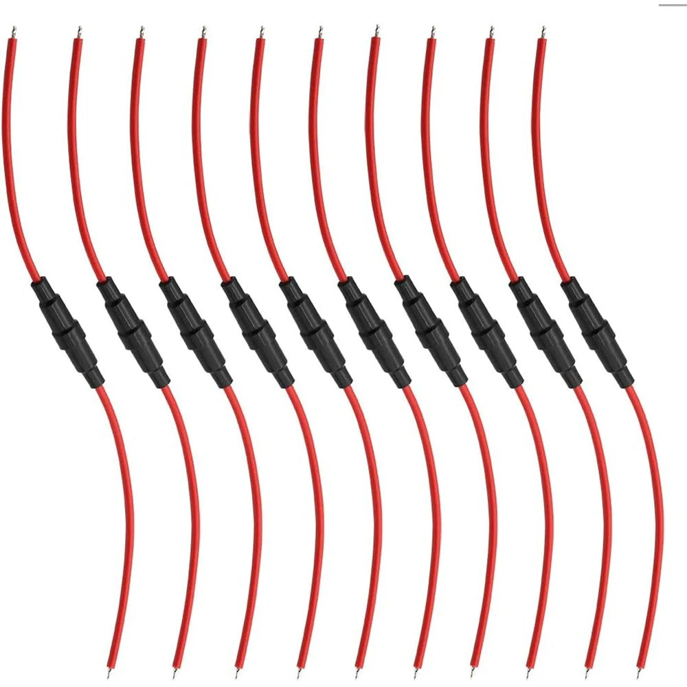 10pcs 5 x 20mm Inline Fuse Holder, porte fusible 12v Fast-Blow Screw Type, with 16 AWG Wire for Fast-Blow Glass Fuse