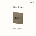 Avoir Bronze Brushed Toggle Switch 1-4 Gang 2 Way Metal Lever Wall Light Switches Standard Plug Adapter Electric Socket With Usb