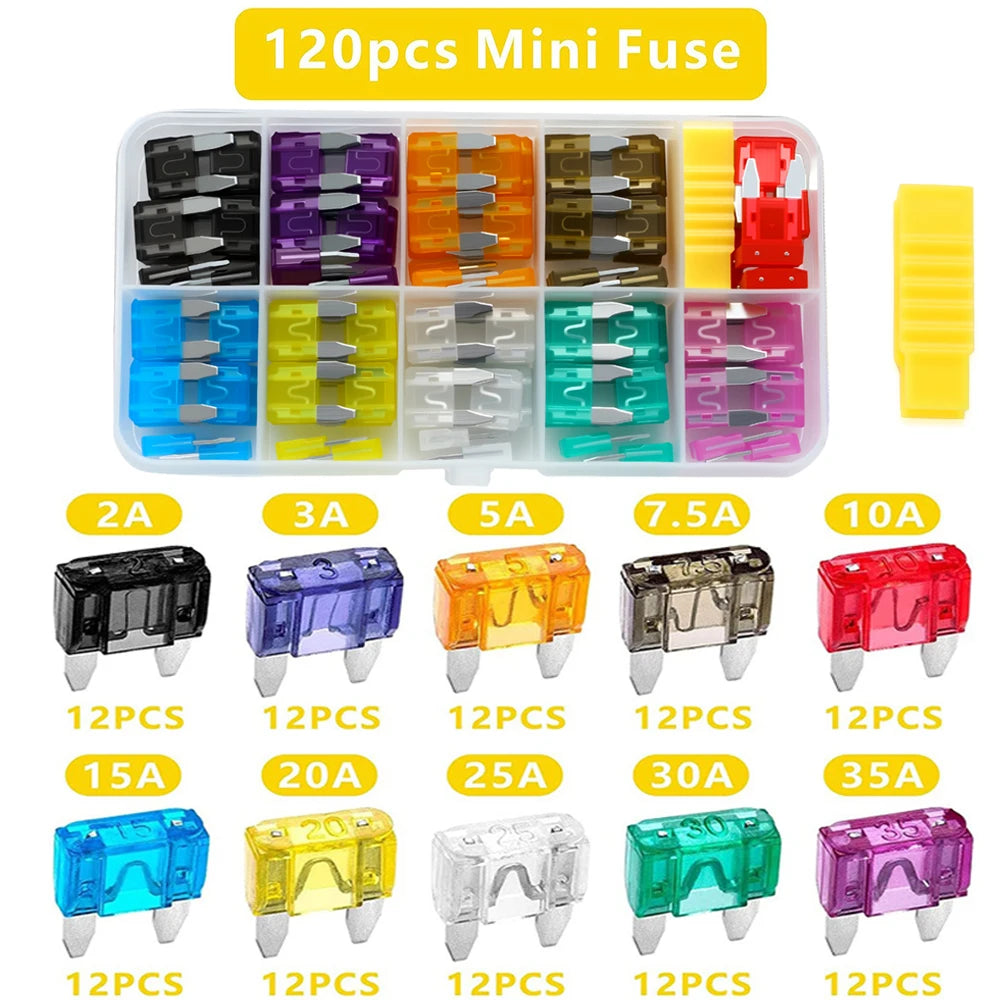 1000/306/120/50PCS Car Fuses Assortment Kit, Mixed Vehicle Blade Fuses - Standard & Mini & Low Profile Mini Fuse