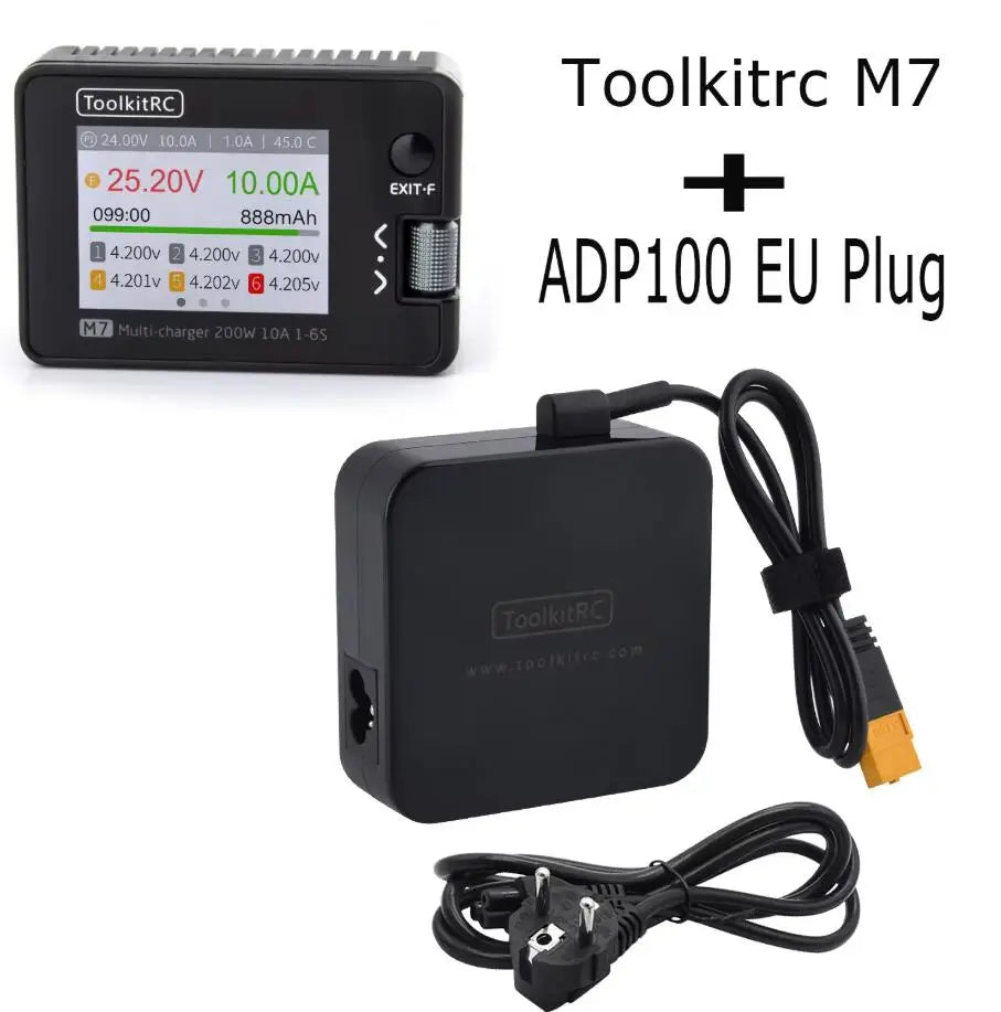 ToolkitRC M7 200W 10A Balance Charger Discharger With Voltage Servo Checker ESC Tester 1-6S Lipo Battery Charger