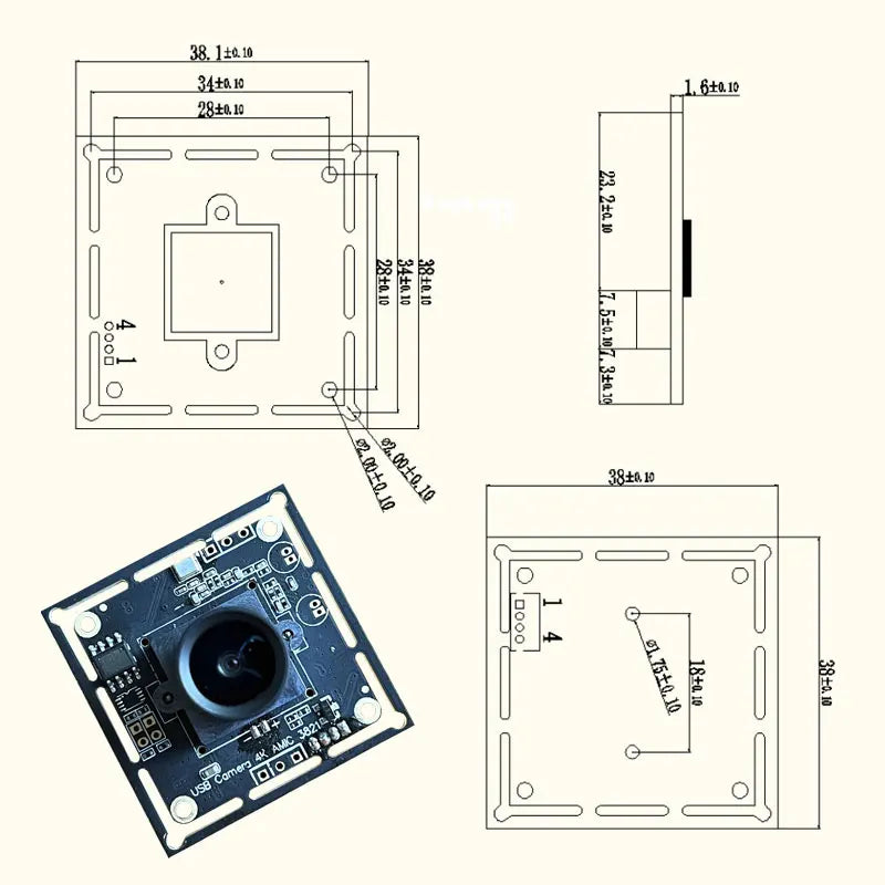 4K 8MP IMX415 USB UHD camera module 3840*2160@30FPS Wide angle NO distortion webcam for winows android raspberry pi liunx