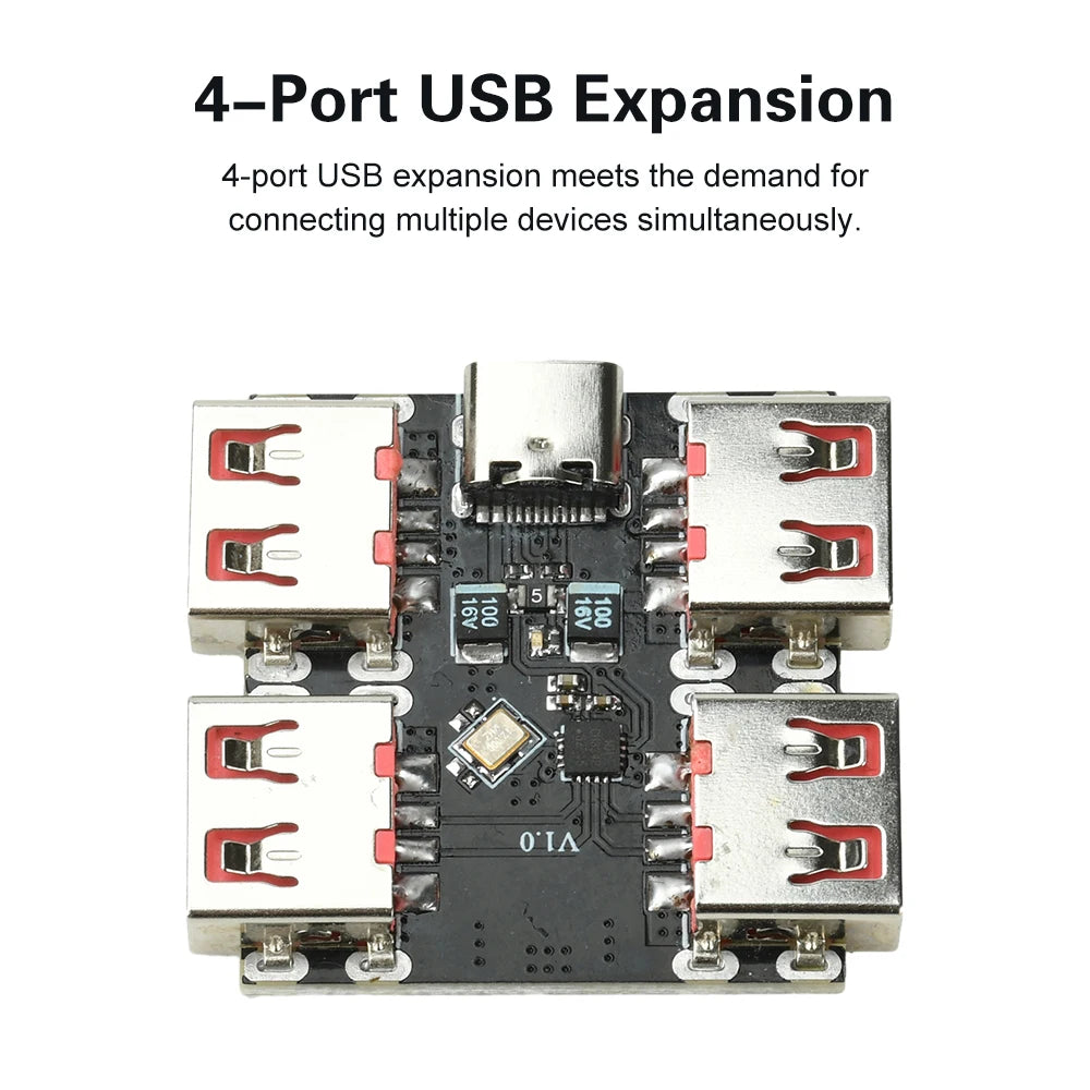 XL334P4 USB2.0 4-port Controller Expansion Module USB 2.0 to 4 Channel Way Splitter USB-HUB Type-C Extender Board 40MB/S