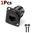 3-1PCS Cat6 RJ45 Panel Mount Adapter Female-to-Female Ethernet Pass-Through Connector RJ45 Shielded D-Type Ethernet Bulkhead