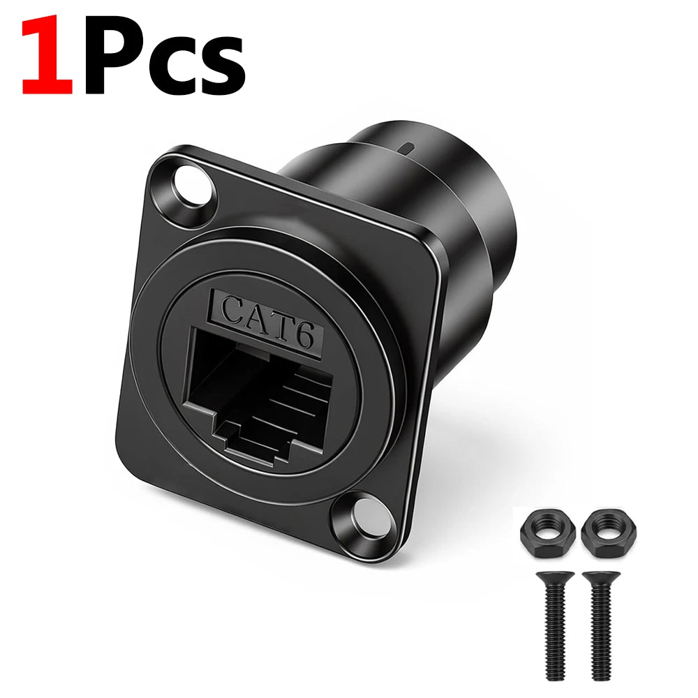3-1PCS Cat6 RJ45 Panel Mount Adapter Female-to-Female Ethernet Pass-Through Connector RJ45 Shielded D-Type Ethernet Bulkhead