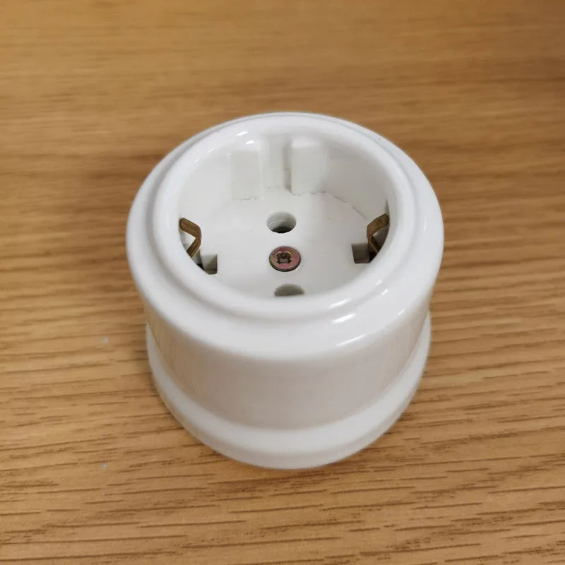 EU Ceramic Rotary Switch Wall Lamp Smart Light Knob Switch EU Socket 10A 250V For Home Decoration