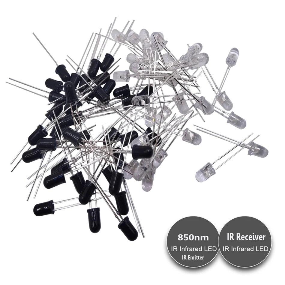 3mm 5mm IR LED Emitting Diode 850nm 940nm Emitter Receiver Infrared Transmitter Phototransistor Photodiode Invisible DIY PCB