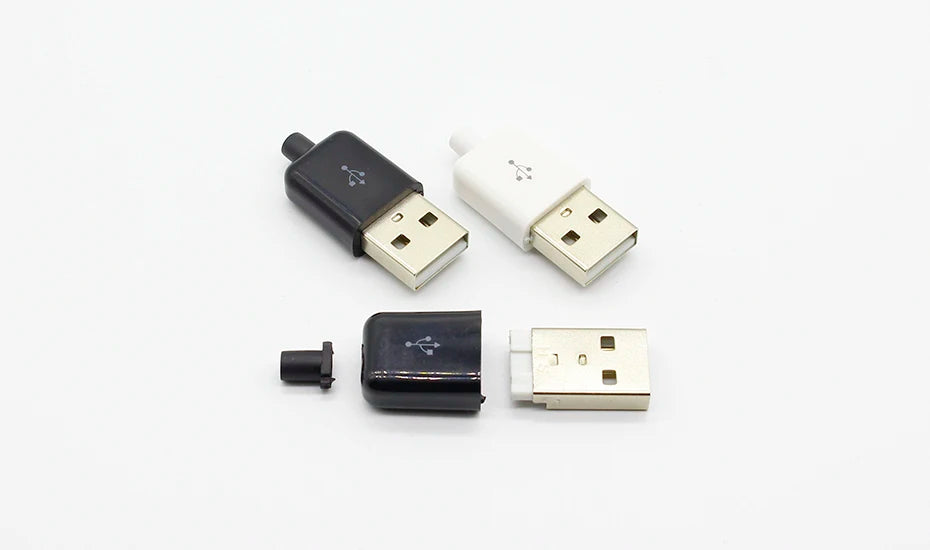 10pc/lot DIY USB 2.0 A Male Assembly Adapter Connector Plug Socket black white