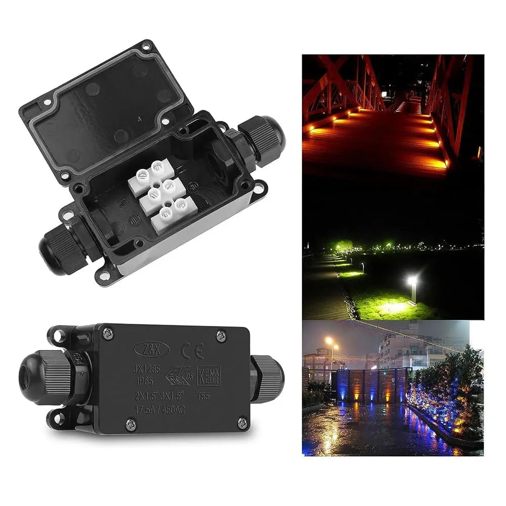 3pcs 2Way IP65 Waterproof Outdoor Junction Box 450V17.5A PG9 for Outdoor Underground Cable Line Power Cord Connector Protection