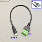 1PC USB 2.0 Female B to 5 Pin Female Bolt Screw Connector Adapter Cable Micro USB Mini USB Type-C Male with Shield Terminal Plug