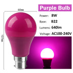 2-10pcs Colorful Bulb B22 E27 110V 220V Red Yellow Blue Green Pink Purple Orange Light Bulb Lamp for Home