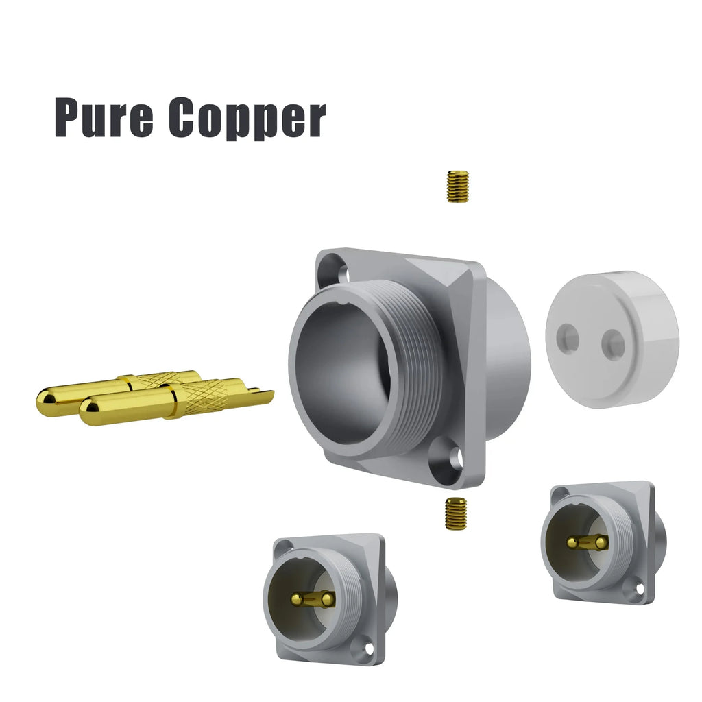 Monosaudio Pure Copper 2pin GX16 Male Socket Chassis GM16 24K Gold Plated Micro Male Connector