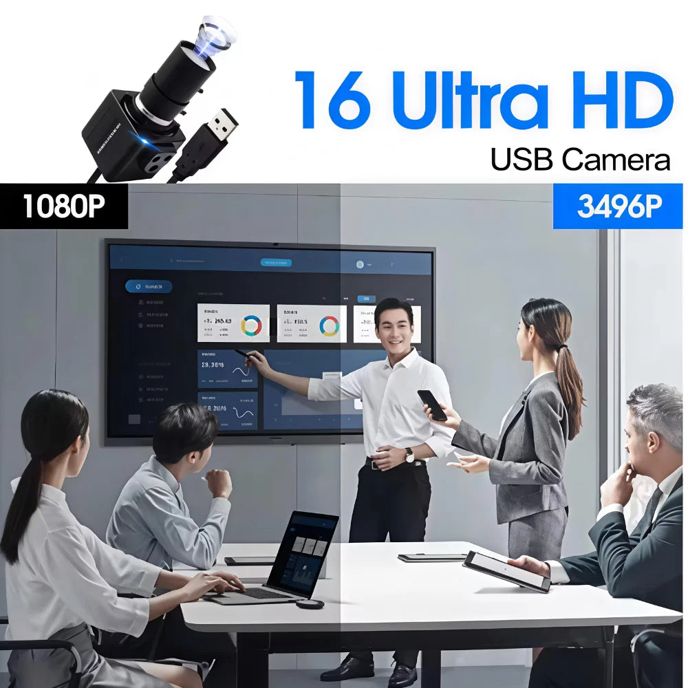 ELP 16MP Ultra HD USB Camera 10X Manual Zoom 4656x3496P Sony IMX298 Sensor UVC Webcam Plug Play For Industrial Video Conference