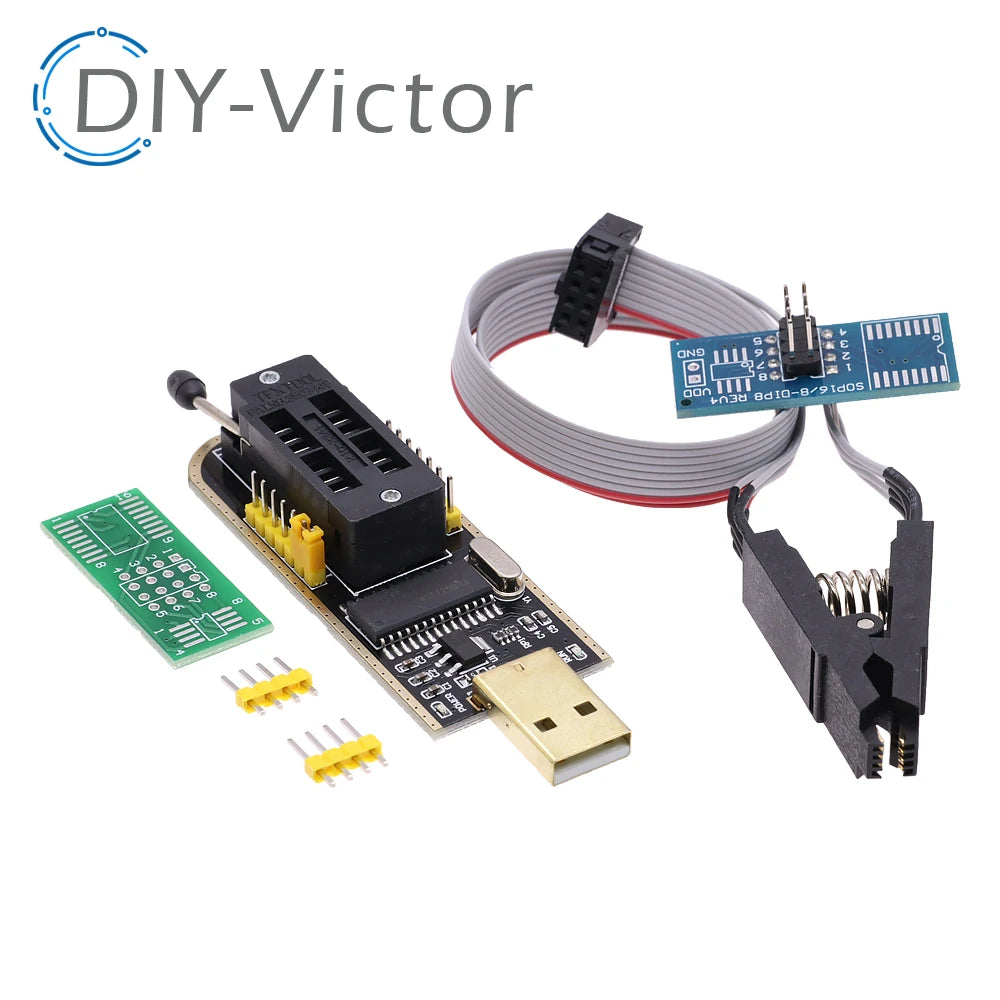 CH341 USB programmer with SOP8 SOP8 SOP Test Clip IC socket programer support many 24/25XX SPI flash EEPROM chip