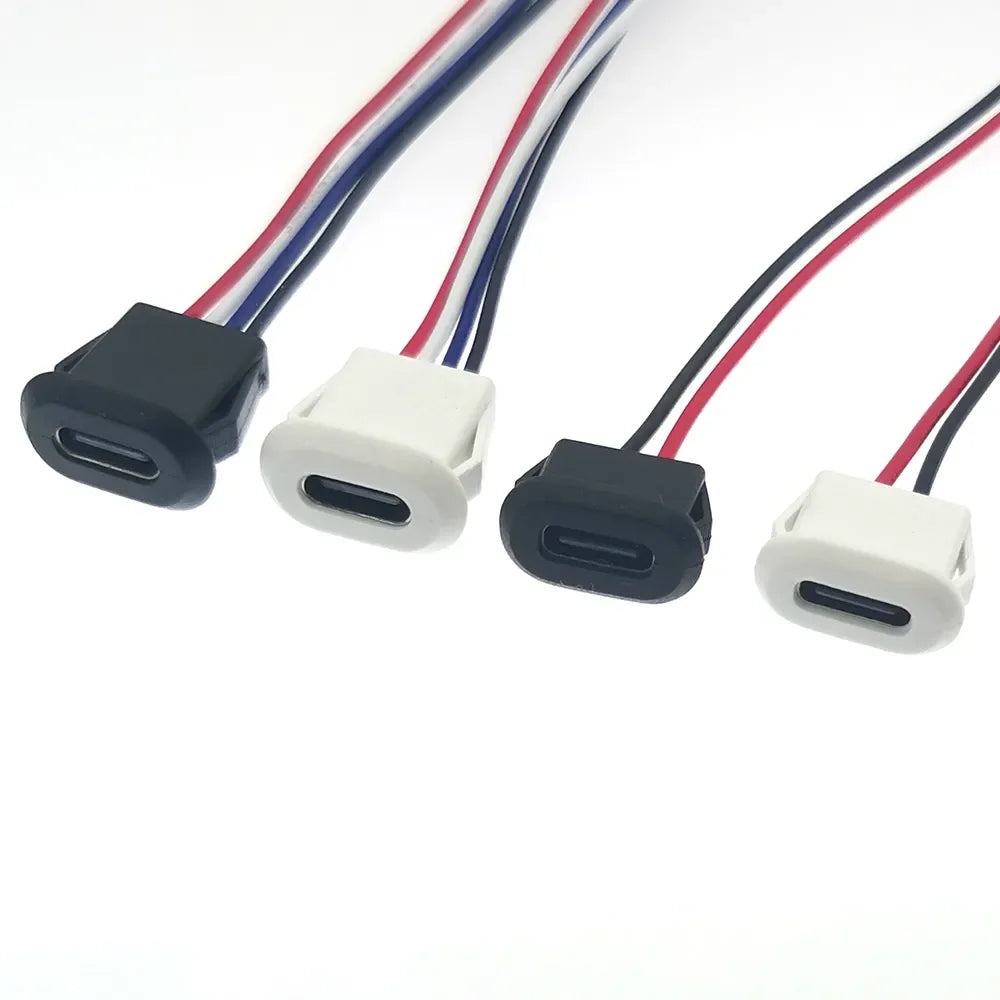 2Pin 4Pin USB Type C Connector Jack Female With Card Buckle 3A High Current Charging Jack Port USB-C Charger Plug Socket 2P 4P