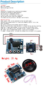 ISD1820 recording module voice module the voice board telediphone module board with Microphones + Loudspeaker
