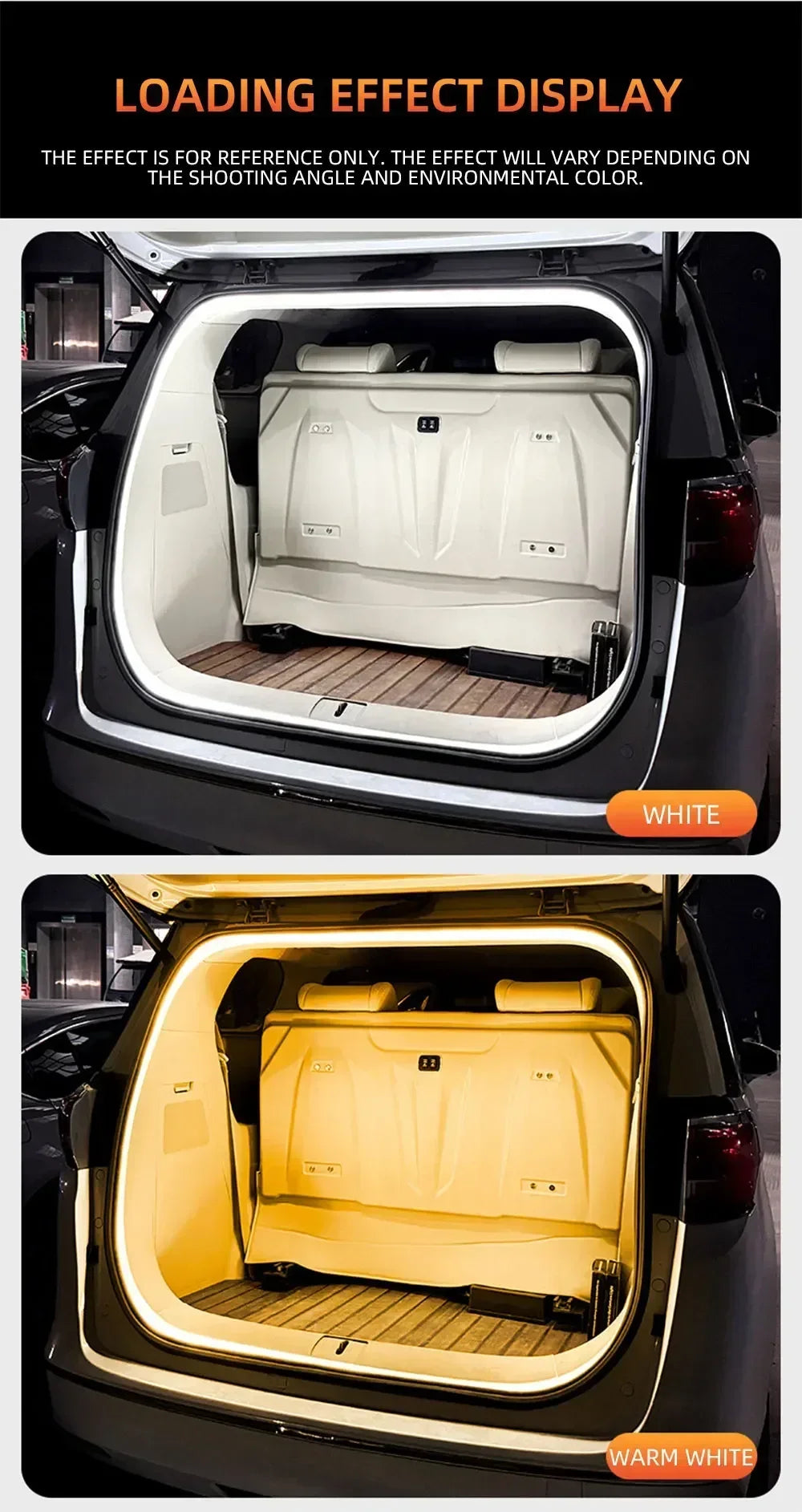 Car high brightness trunk lighting ambient light interior decoration LED wiring free automatic sensing tailgate light strip