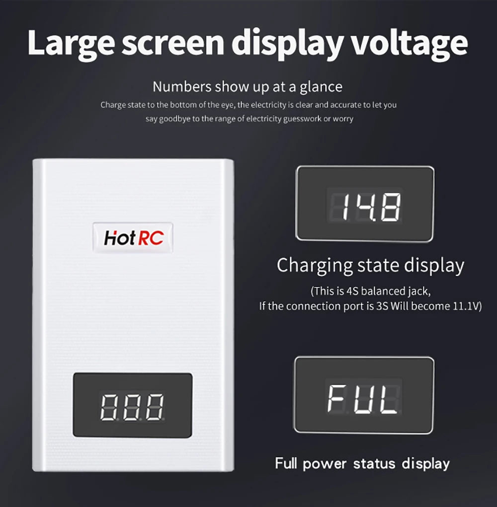 HotRC A400/B3 10W Balance Charger 2S/3S/4S Cells 100V-240V AC EU/US Plug Lipo Battery Fast Charger Remote Control Car Charger