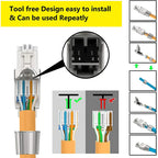 Denswire CAT7/CAT6A RJ45 Connectors, Tool-Free Shielded Zinc Alloy Ethernet Plugs Termination Plug Fits Solid/Stranded Cable