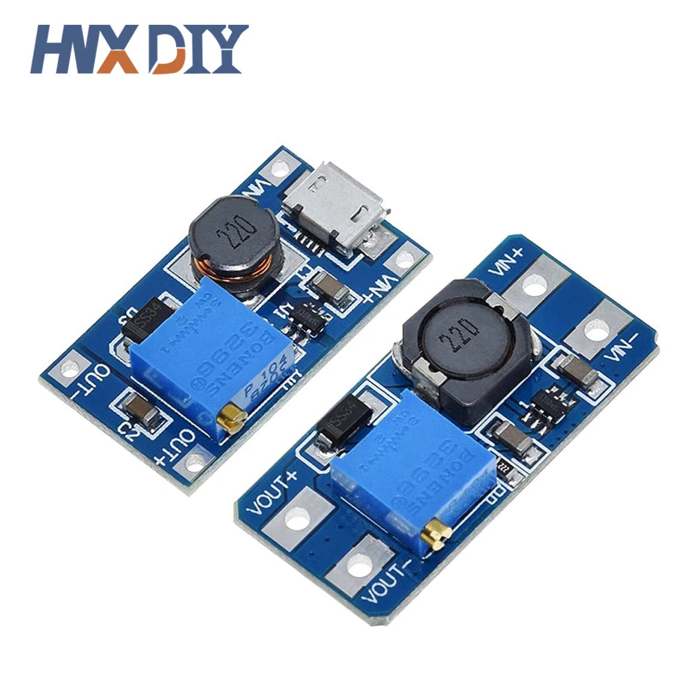 1-10pcs MT3608 DC-DC Adjustable Boost Module 2A Boost Plate Step Up Module with MICRO USB 2V-24V to 5V 9V 12V 28V