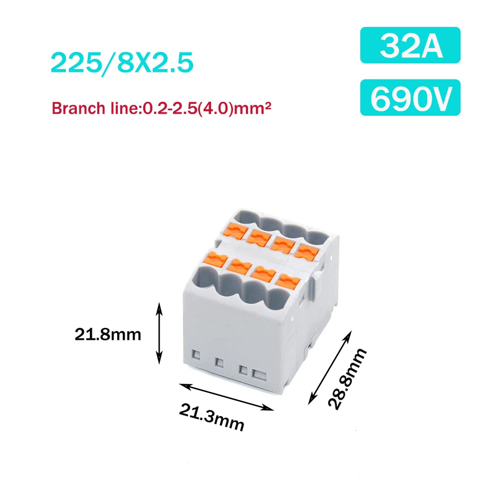 Wire Electrical Connectors PTFIX 2.5mm Wire Merging And Branching Device Push-in Terminal Block Connector Mount On Din Rail