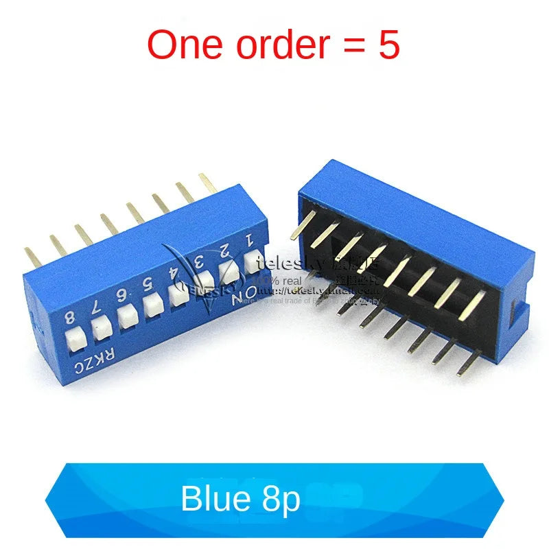 5PCS Dial Switches Toggle Side Dial Flat Dial Coding Patch 2P 4 5 6 8 9 10 Bit 2.54mm Red Blue Black