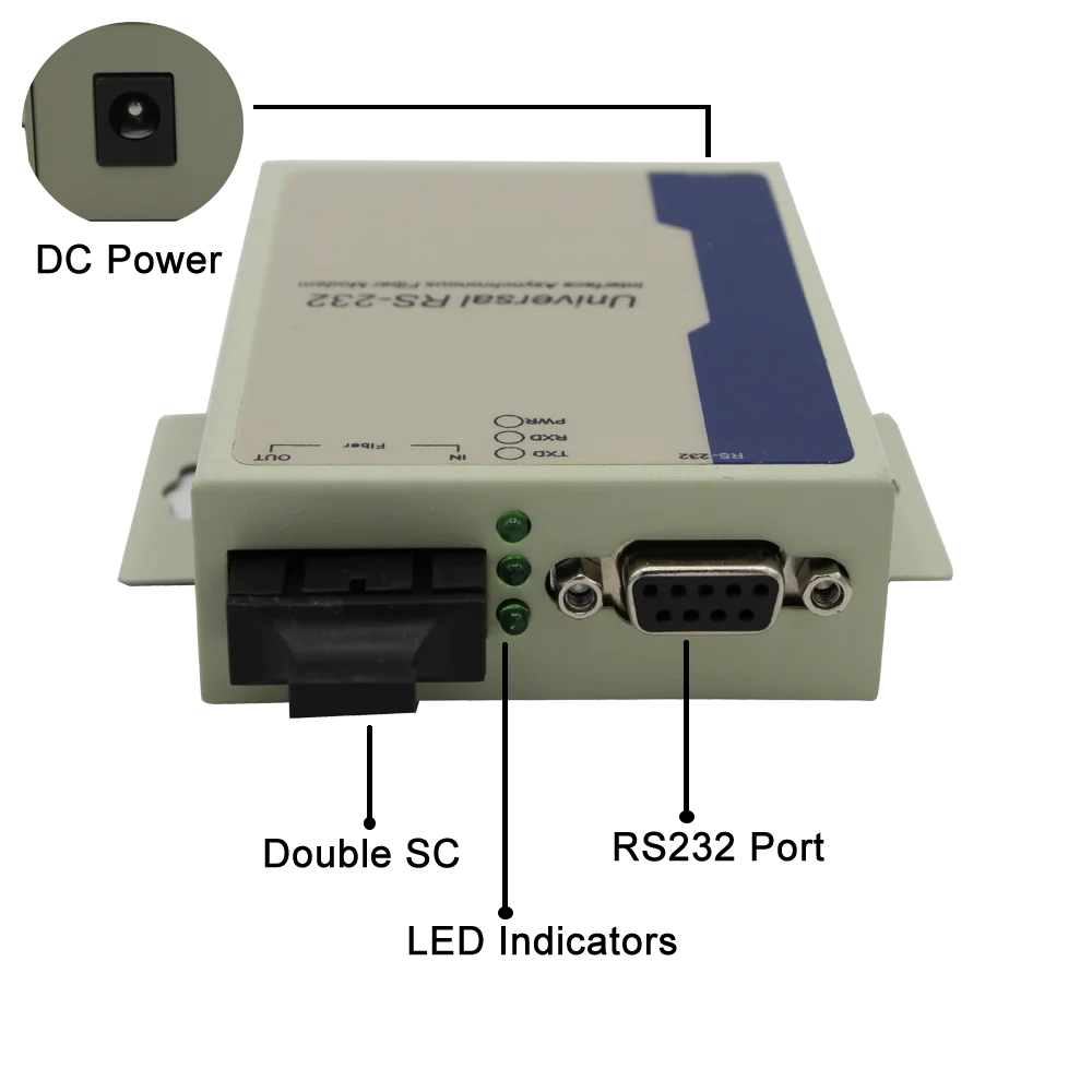Industrial RS485/RS422/RS232 to Single-mode Simplex Serial to Fiber Converter, 1310nm/1550nm 20km Fiber optic modem