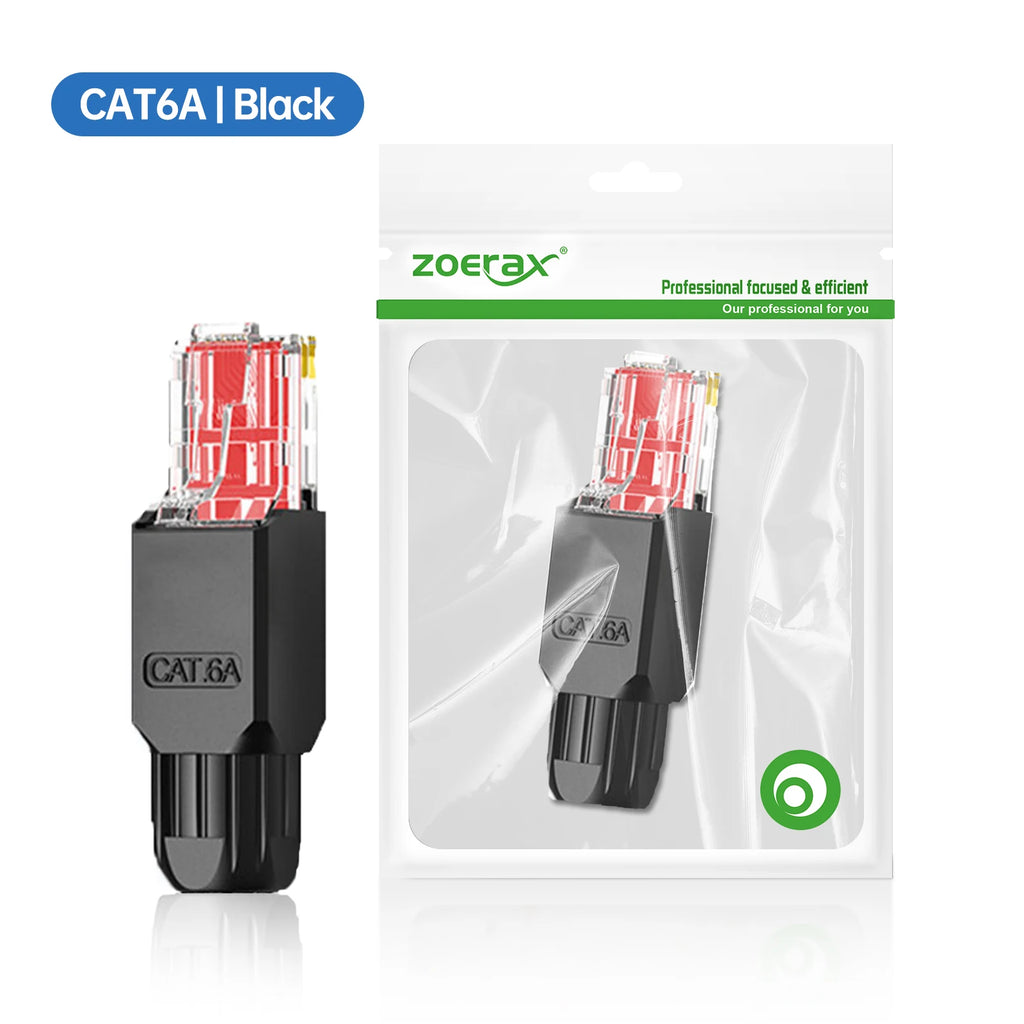 2PCS RJ45 CAT6A CAT6 Connector, ZoeRax Tool Free Ethernet Termination Plugs, 23AWG to 26AWG Cable Internet Plug Toolless
