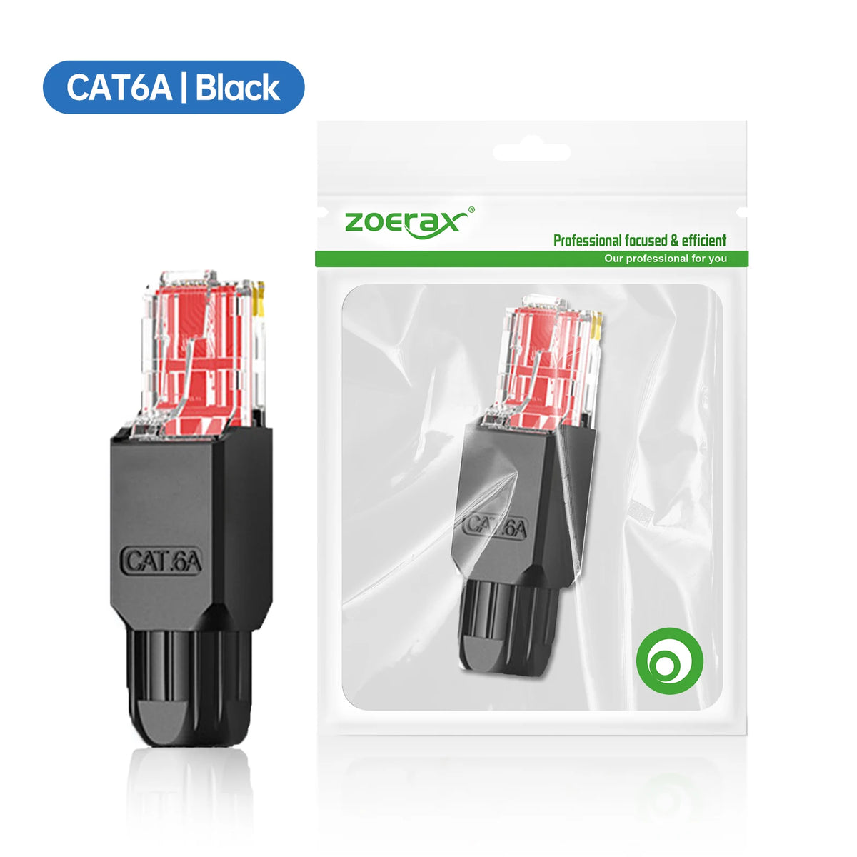 2PCS RJ45 CAT6A CAT6 Connector, ZoeRax Tool Free Ethernet Termination Plugs, 23AWG to 26AWG Cable Internet Plug Toolless
