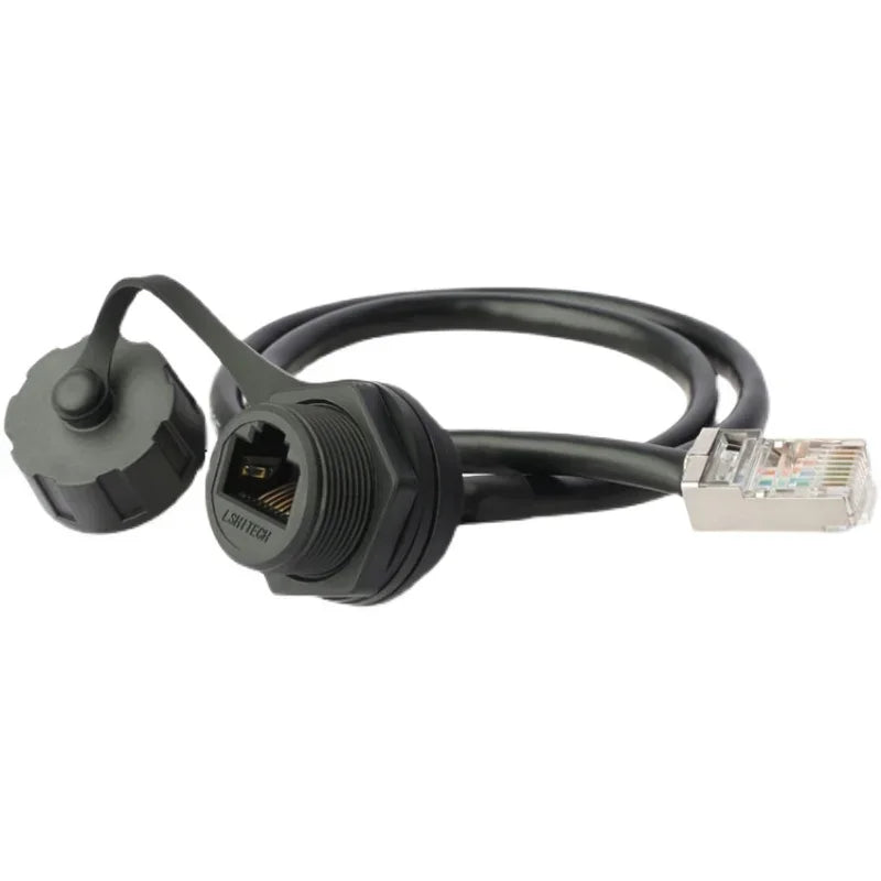 LR20 M20 Ethernet Network RJ45 Waterproof Connector Cat6 Panel Mount 0.1m To 1m Extension Cable Wire Interface Signal Adapter