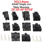 10-50sets 3.0mm Micro-Fit 3.0 Connector Receptacle Housing 2Pin 3 4 5 6 Circuit Plug House Terminal 43640 43645 MX3.0mm
