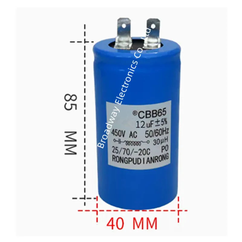 CBB65 full-automatic washing machine start capacitance 450V 8.5UF 10UF 12UF 13UF 15UF 16UF Single insert