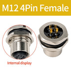 M12 PCB Sensor Connector 4/5/8/12 Pin Male Female Waterproof Circular Socket Front Mount Threaded Nut Flange for Electronics