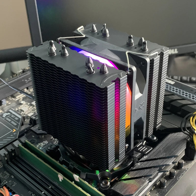 6 Heat Pipes CPU Cooler Black/White Silent RGB Cooling Fan for Intel LGA 1700 1200 1150 1151 1155 2011 X79 X99 1366 AMD AM5 AM4