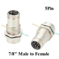 M12 A Code 5Pin Male to Female Converter IP67 Shielded Bulkhead Feedthrough Panel Mount Connector Receptacle 60V 4A for NMEA2000